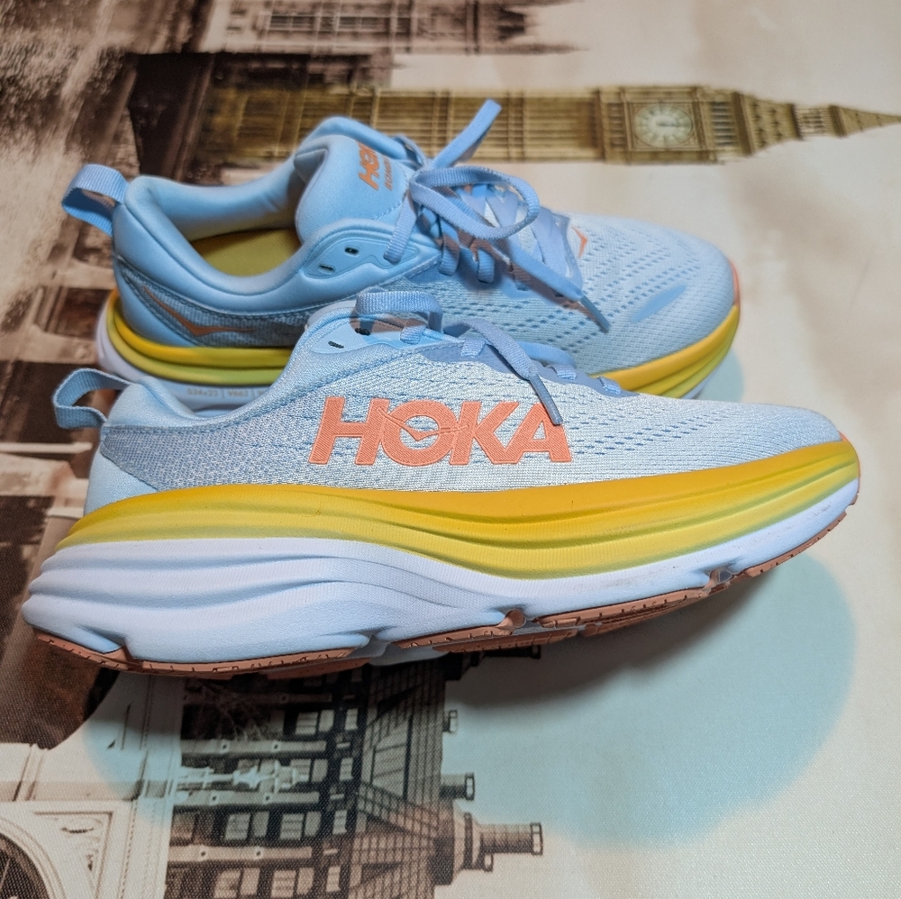 Hoka One One Bombi 8 Cushioned Road Shoes  Summer Song Women's Size 7 No Box - Picture 13 of 14